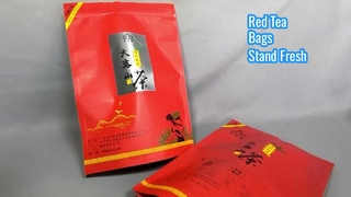 홍차용 빨간색 독립형 지퍼 잠금 가방