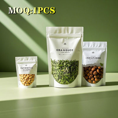 맞춤 인쇄 친환경 생물 분해성 습도 방지 봉지 크래프트 종이 종이 재사용 차 커피 지퍼가 있는 서드업 가방