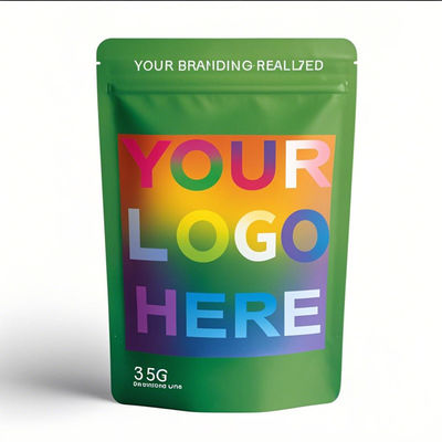 도매 맞춤형 인쇄 마일러 냄새 방지 3.5g 7g 14g 28g 식품 스탠드업 파우치 지퍼 플라스틱 레이저 테레오 3.5g 백 (창문 포함)