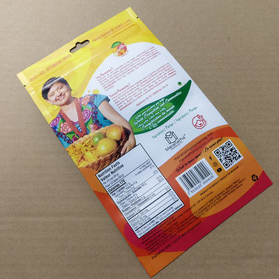 자기 봉인 스탠드업 망고 봉지 지퍼 잠금 IPX4 습기 방지 500+ 재 닫기