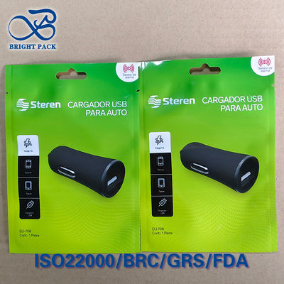 사용자 지정 인쇄 된 USB 데이터 케이블 포장 가방, 3 면 밀폐 지퍼 봉지