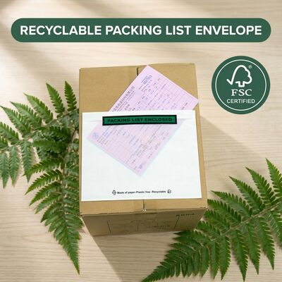 Glassine Eco Biodegradable Shipping Document Wallet. 플라스틱 없는 FSC 인증 재활용 가능한 맞춤형 대용량 봉투